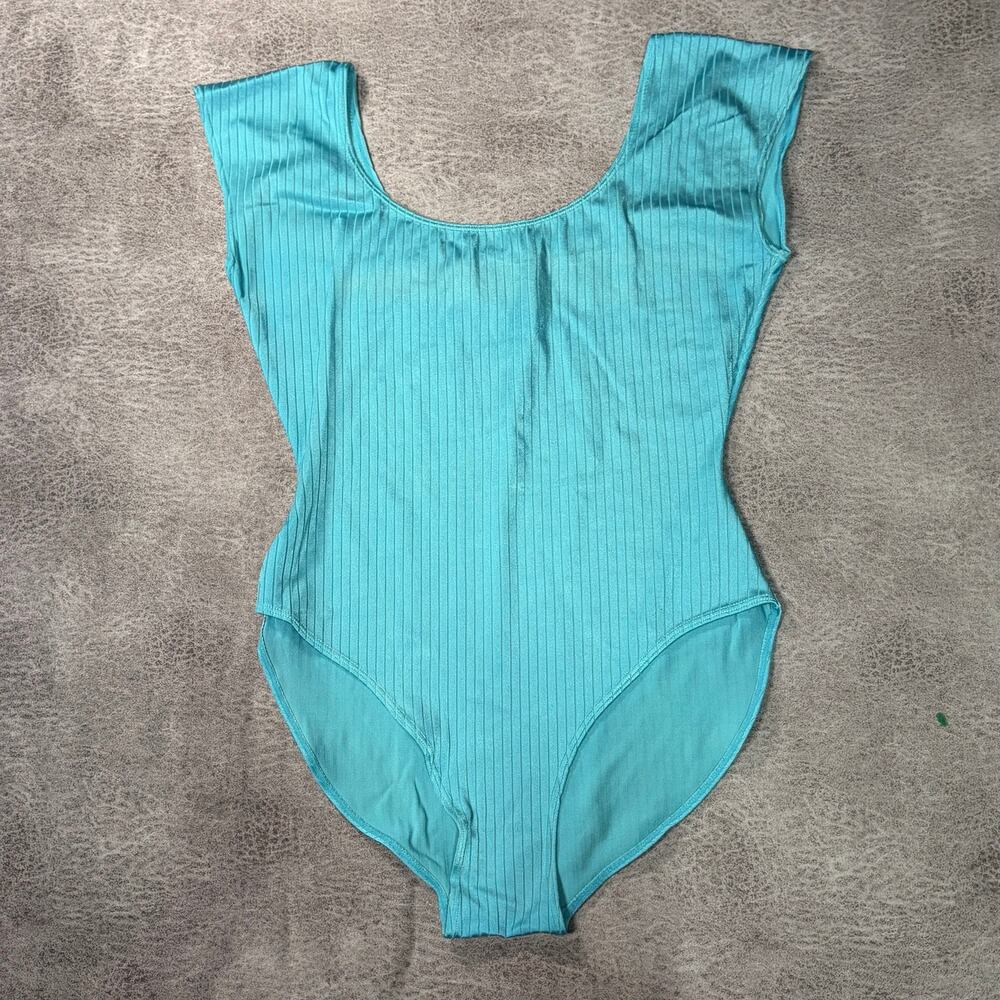Vintage Blue Ribbed Bodysuit Top